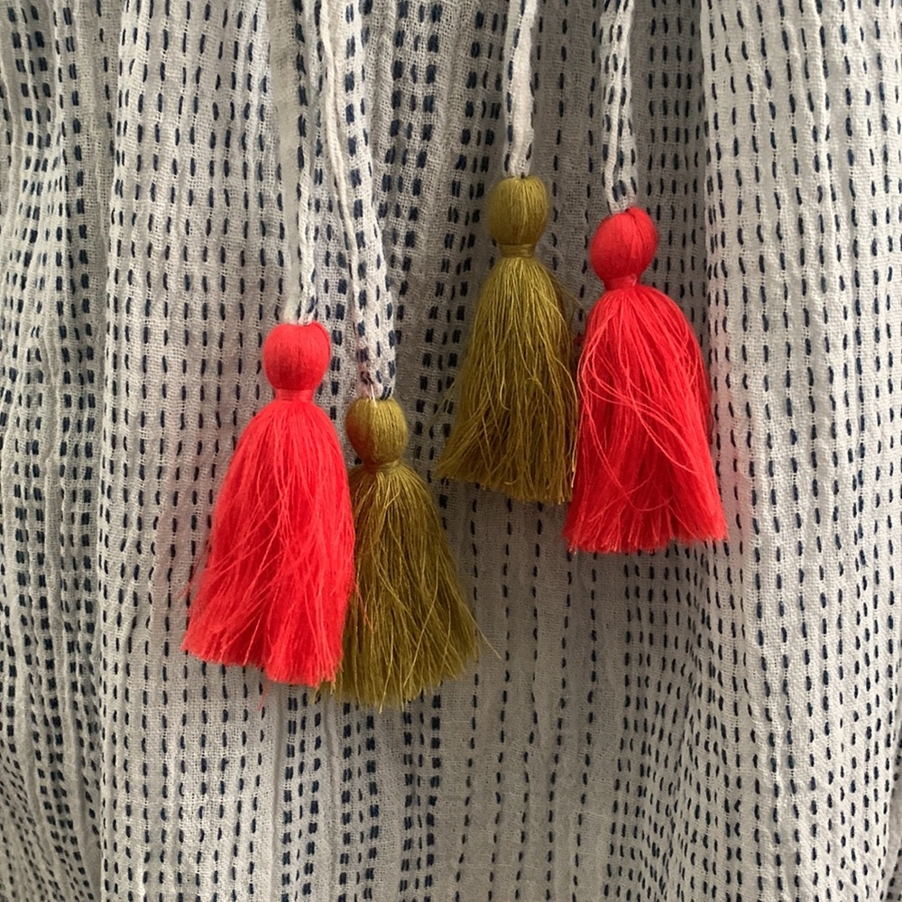 THML Embroidered Yoke Dress with Tasseled Ties - Picture 8 of 16